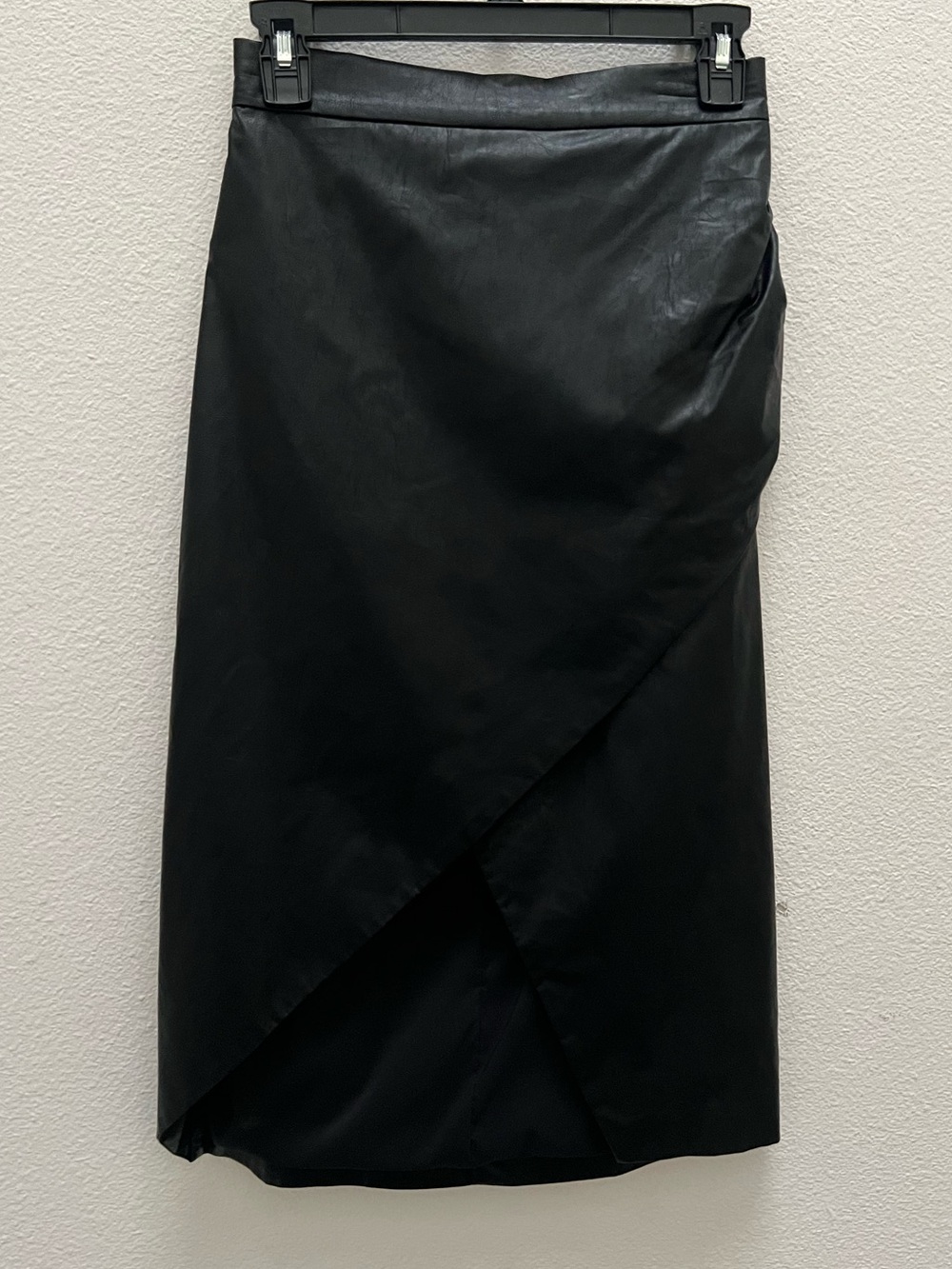 Black Faux Leather Midi Skirt